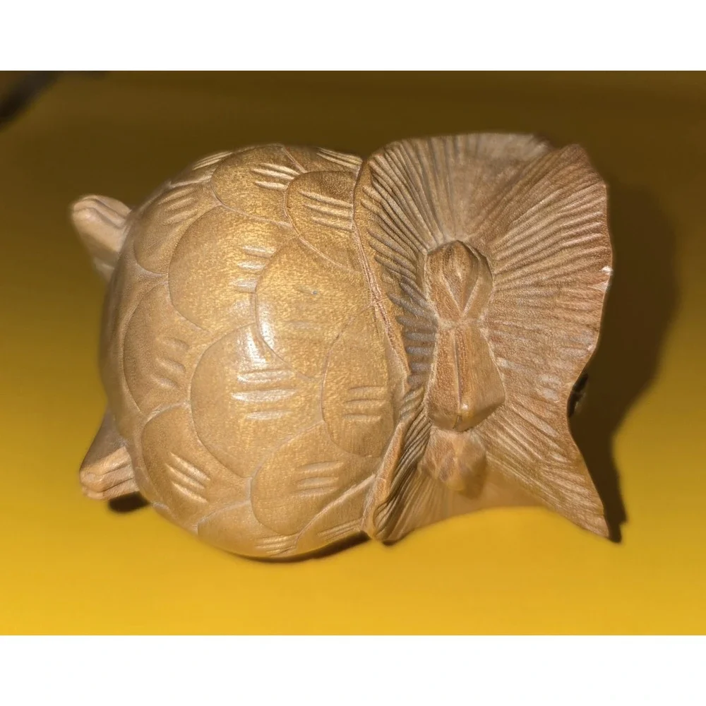 Small Wood Owl Hand Carved Figurine 2.75